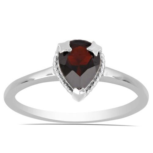 BUY REAL GARNET GEMSTONE RING IN STERLING SILVER